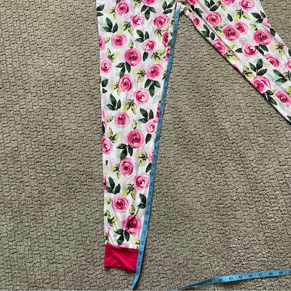 Little Sleepies Womens Pajama Set sz Small Roses Pink Breastfeeding Friendly - Picture 14 of 16